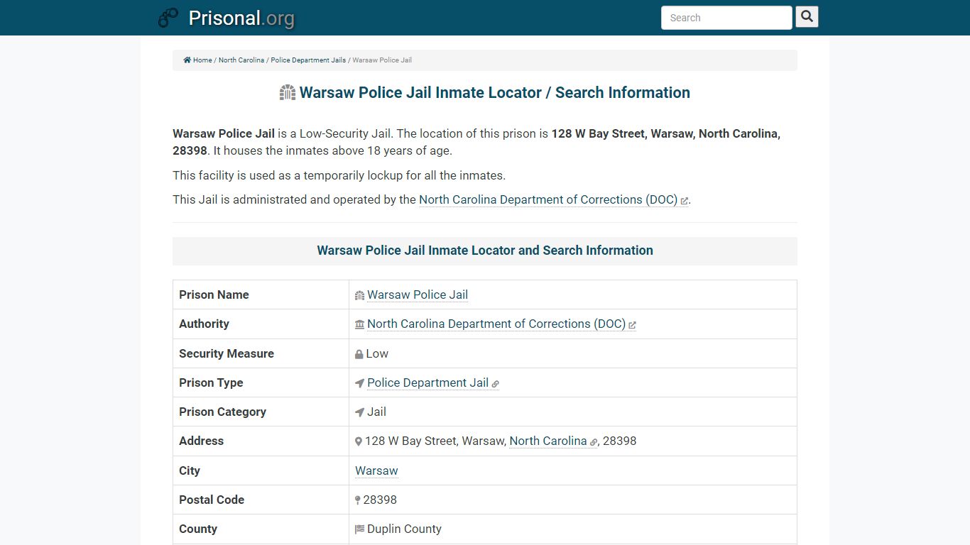 Warsaw Police Jail-Inmate Locator/Search Info, Phone, Fax ...